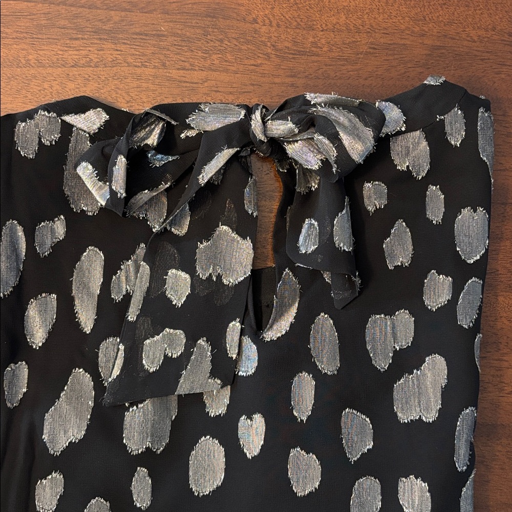 Talbots Black And Silver Patterned Blouse - image 3